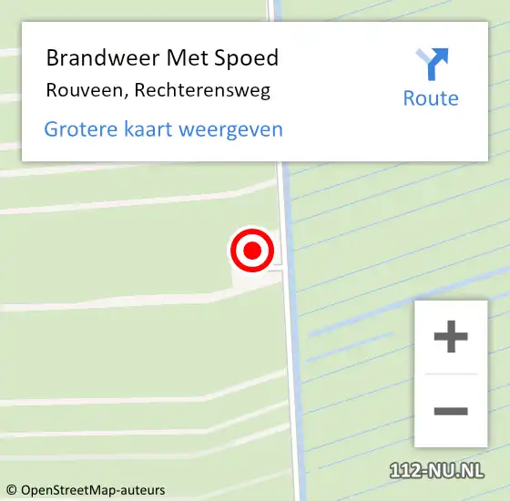 Locatie op kaart van de 112 melding: Brandweer Met Spoed Naar Rouveen, Rechterensweg op 26 juni 2016 12:49