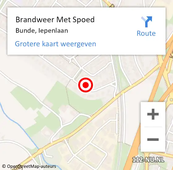 Locatie op kaart van de 112 melding: Brandweer Met Spoed Naar Bunde, Iepenlaan op 26 juni 2016 12:52