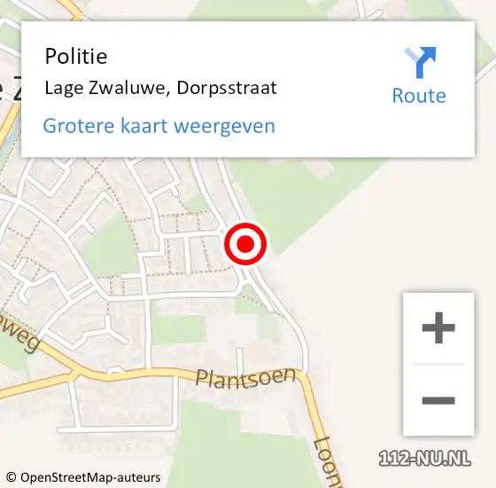 Locatie op kaart van de 112 melding: Politie Lage Zwaluwe, Dorpsstraat op 26 juni 2016 13:14
