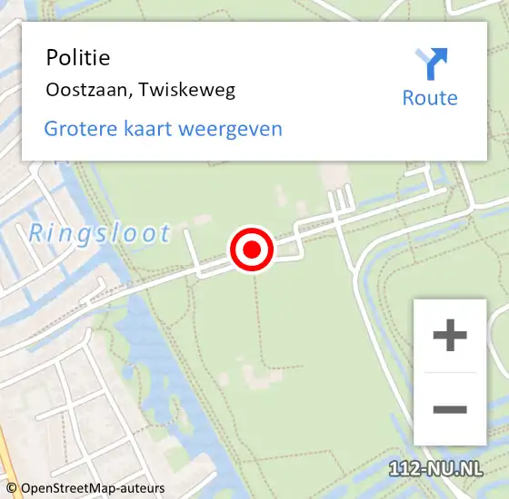 Locatie op kaart van de 112 melding: Politie Oostzaan, Twiskeweg op 26 juni 2016 13:41