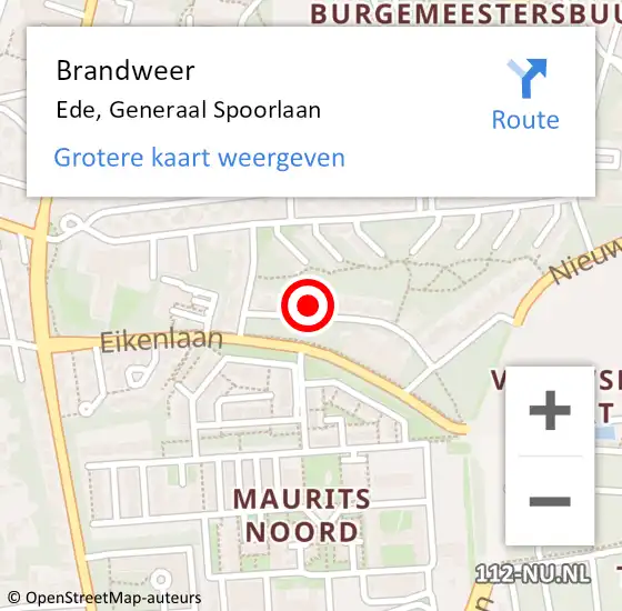 Locatie op kaart van de 112 melding: Brandweer Ede, Generaal Spoorlaan op 26 juni 2016 13:52