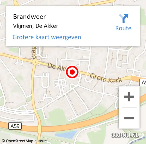 Locatie op kaart van de 112 melding: Brandweer Vlijmen, De Akker op 26 juni 2016 13:57