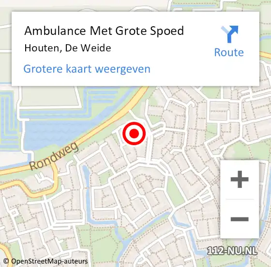 Locatie op kaart van de 112 melding: Ambulance Met Grote Spoed Naar Houten, De Weide op 26 juni 2016 14:05