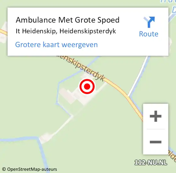 Locatie op kaart van de 112 melding: Ambulance Met Grote Spoed Naar It Heidenskip, Heidenskipsterdyk op 26 juni 2016 14:31