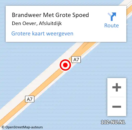 Locatie op kaart van de 112 melding: Brandweer Met Grote Spoed Naar Den Oever, Afsluitdijk op 26 juni 2016 14:47