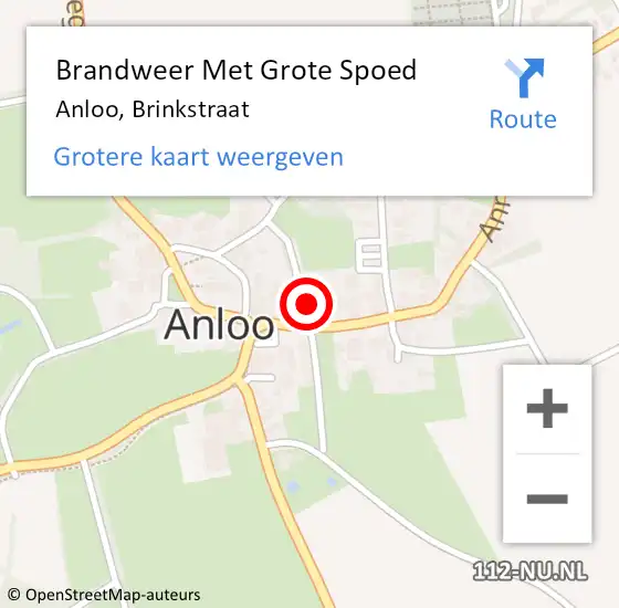 Locatie op kaart van de 112 melding: Brandweer Met Grote Spoed Naar Anloo, Brinkstraat op 26 juni 2016 15:19