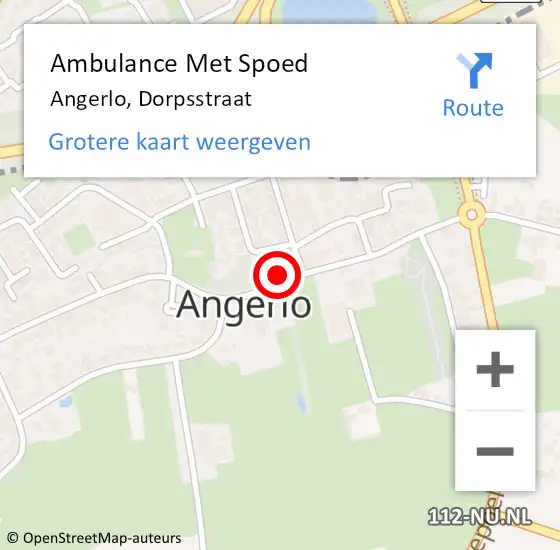 Locatie op kaart van de 112 melding: Ambulance Met Spoed Naar Angerlo, Dorpsstraat op 26 juni 2016 15:22