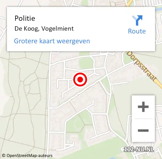 Locatie op kaart van de 112 melding: Politie De Koog, Vogelmient op 26 juni 2016 15:25