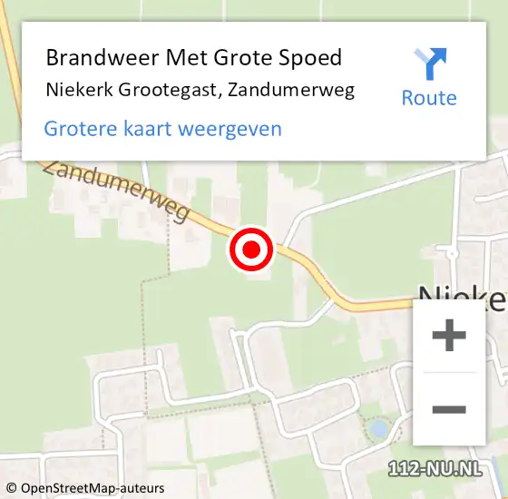 Locatie op kaart van de 112 melding: Brandweer Met Grote Spoed Naar Niekerk Grootegast, Zandumerweg op 26 juni 2016 15:46