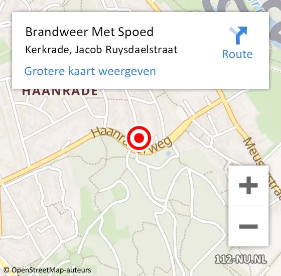 Locatie op kaart van de 112 melding: Brandweer Met Spoed Naar Kerkrade, Jacob Ruysdaelstraat op 26 juni 2016 16:19