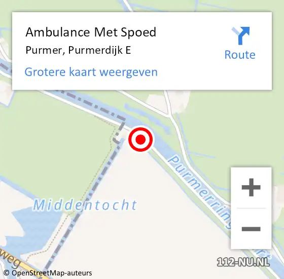 Locatie op kaart van de 112 melding: Ambulance Met Spoed Naar Purmer, Purmerdijk E op 26 juni 2016 16:34