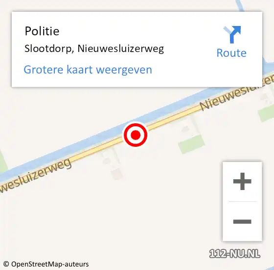 Locatie op kaart van de 112 melding: Politie Slootdorp, Nieuwesluizerweg op 26 juni 2016 17:15