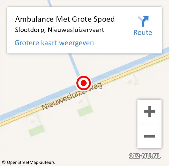 Locatie op kaart van de 112 melding: Ambulance Met Grote Spoed Naar Slootdorp, Nieuwesluizervaart op 26 juni 2016 17:16