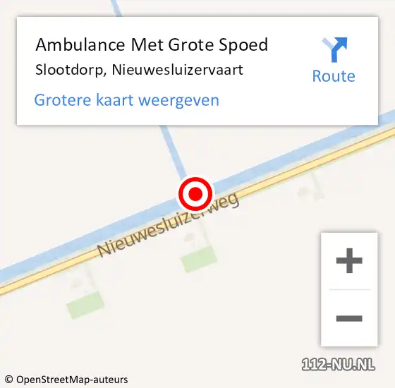 Locatie op kaart van de 112 melding: Ambulance Met Grote Spoed Naar Slootdorp, Nieuwesluizervaart op 26 juni 2016 17:17