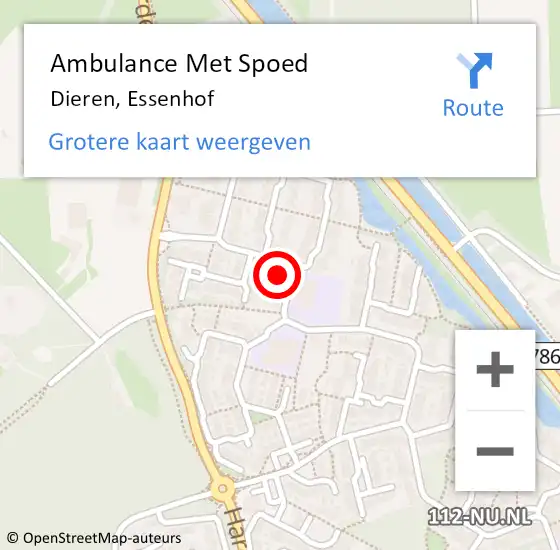 Locatie op kaart van de 112 melding: Ambulance Met Spoed Naar Dieren, Essenhof op 26 juni 2016 18:09