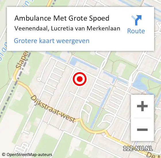 Locatie op kaart van de 112 melding: Ambulance Met Grote Spoed Naar Veenendaal, Lucretia van Merkenlaan op 26 juni 2016 18:14