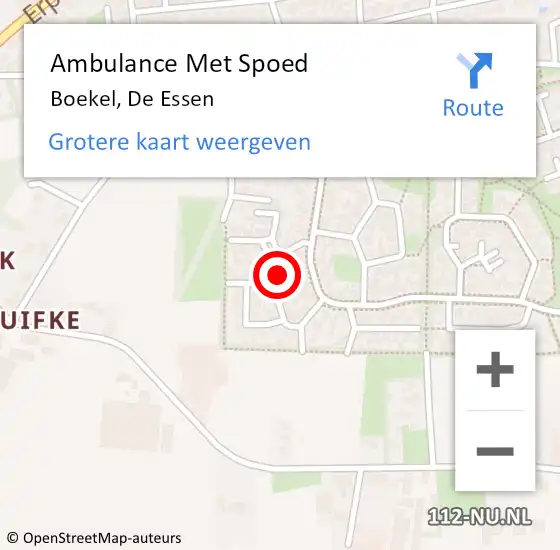 Locatie op kaart van de 112 melding: Ambulance Met Spoed Naar Boekel, De Essen op 26 juni 2016 18:21