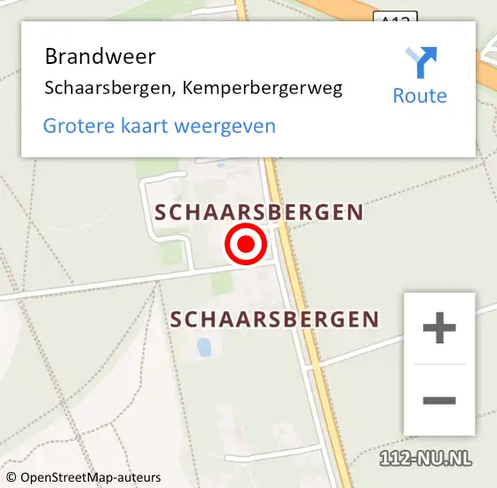 Locatie op kaart van de 112 melding: Brandweer Schaarsbergen, Kemperbergerweg op 26 juni 2016 19:46