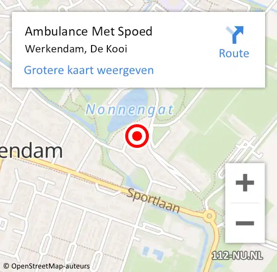 Locatie op kaart van de 112 melding: Ambulance Met Spoed Naar Werkendam, De Kooi op 26 juni 2016 19:50