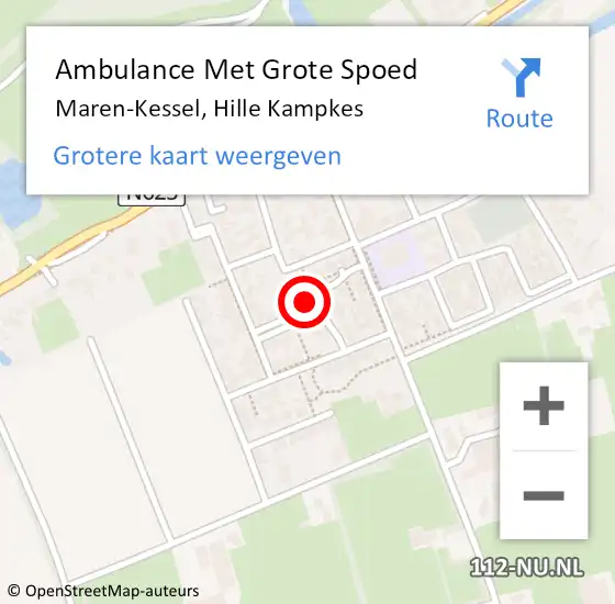 Locatie op kaart van de 112 melding: Ambulance Met Grote Spoed Naar Maren-Kessel, Hille Kampkes op 26 juni 2016 19:52