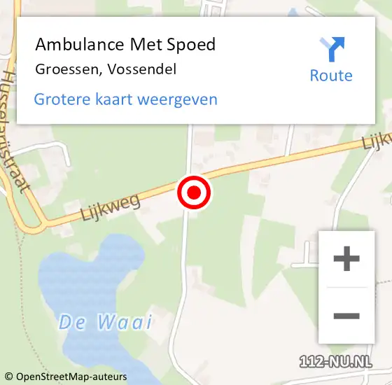 Locatie op kaart van de 112 melding: Ambulance Met Spoed Naar Groessen, Vossendel op 26 juni 2016 19:56