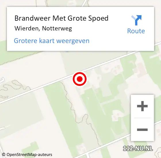 Locatie op kaart van de 112 melding: Brandweer Met Grote Spoed Naar Wierden, Notterweg op 26 juni 2016 19:59