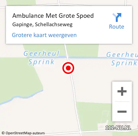 Locatie op kaart van de 112 melding: Ambulance Met Grote Spoed Naar Gapinge, Schellachseweg op 26 juni 2016 21:08