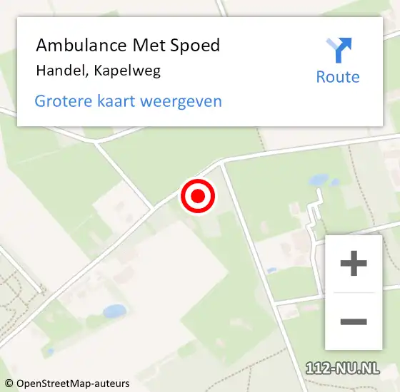 Locatie op kaart van de 112 melding: Ambulance Met Spoed Naar Handel, Kapelweg op 26 juni 2016 21:38
