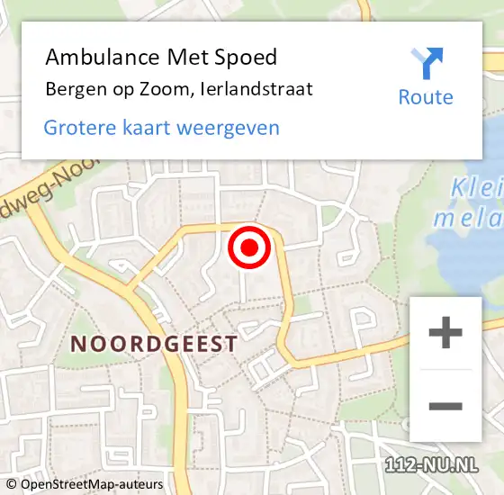 Locatie op kaart van de 112 melding: Ambulance Met Spoed Naar Bergen op Zoom, Ierlandstraat op 26 juni 2016 22:11