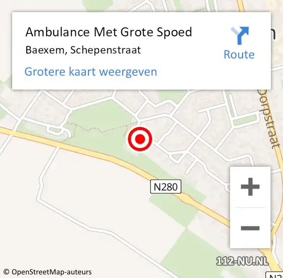 Locatie op kaart van de 112 melding: Ambulance Met Grote Spoed Naar Baexem, Schepenstraat op 26 juni 2016 22:28