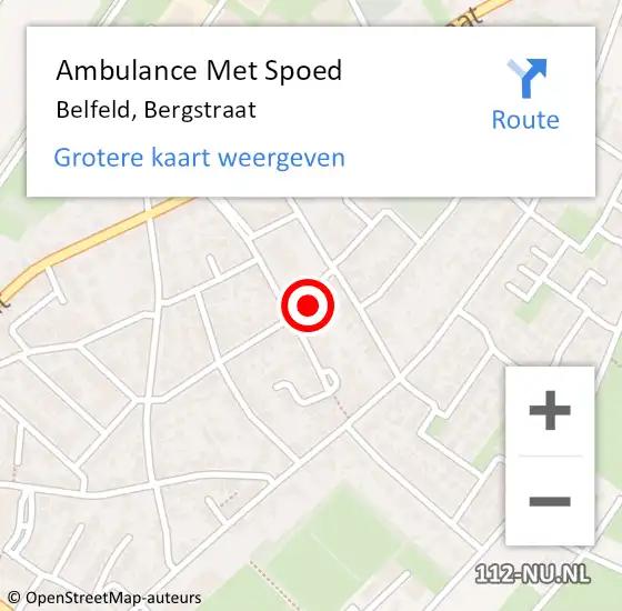 Locatie op kaart van de 112 melding: Ambulance Met Spoed Naar Belfeld, Bergstraat op 27 juni 2016 00:12