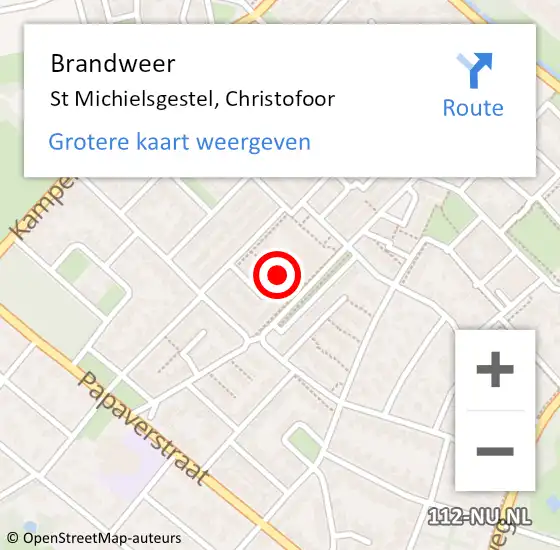 Locatie op kaart van de 112 melding: Brandweer St Michielsgestel, Christofoor op 27 juni 2016 02:41