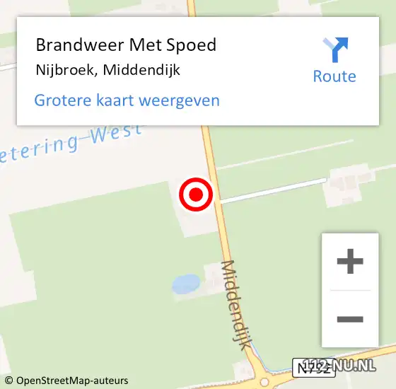 Locatie op kaart van de 112 melding: Brandweer Met Spoed Naar Nijbroek, Middendijk op 27 juni 2016 03:25