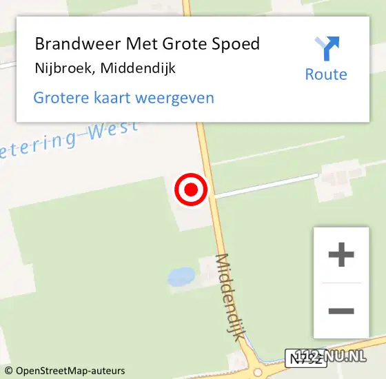 Locatie op kaart van de 112 melding: Brandweer Met Grote Spoed Naar Nijbroek, Middendijk op 27 juni 2016 03:25