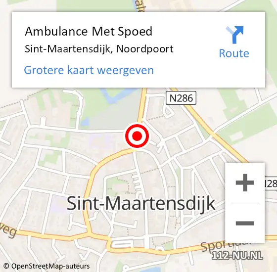 Locatie op kaart van de 112 melding: Ambulance Met Spoed Naar Sint-Maartensdijk, Noordpoort op 27 juni 2016 05:17