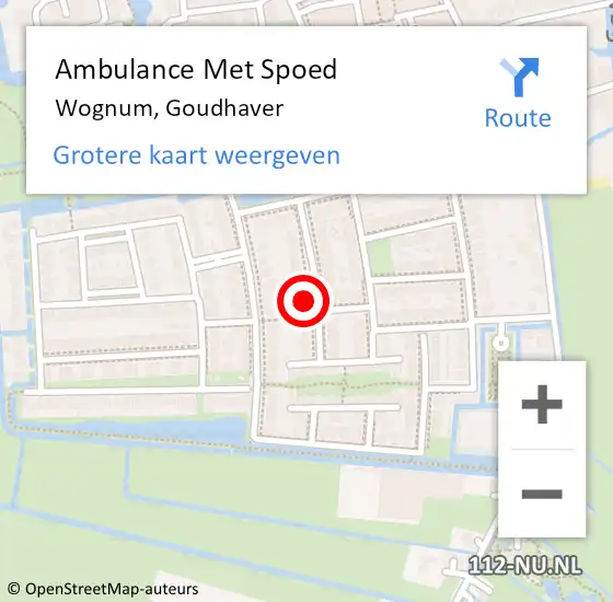 Locatie op kaart van de 112 melding: Ambulance Met Spoed Naar Wognum, Goudhaver op 27 juni 2016 05:58