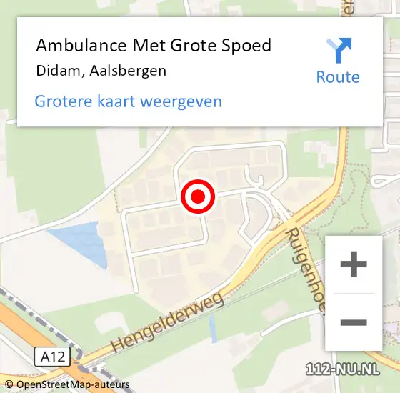 Locatie op kaart van de 112 melding: Ambulance Met Grote Spoed Naar Didam, Aalsbergen op 27 juni 2016 06:36