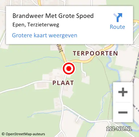 Locatie op kaart van de 112 melding: Brandweer Met Grote Spoed Naar Epen, Terzieterweg op 27 juni 2016 06:57