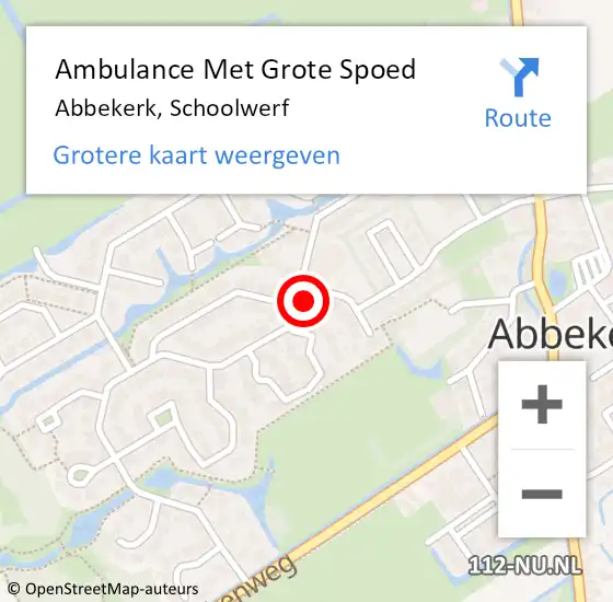 Locatie op kaart van de 112 melding: Ambulance Met Grote Spoed Naar Abbekerk, Schoolwerf op 27 juni 2016 07:33