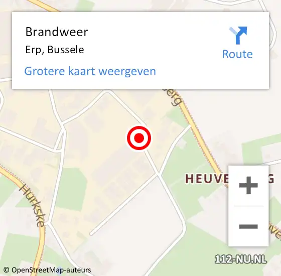 Locatie op kaart van de 112 melding: Brandweer Erp, Bussele op 27 juni 2016 08:59