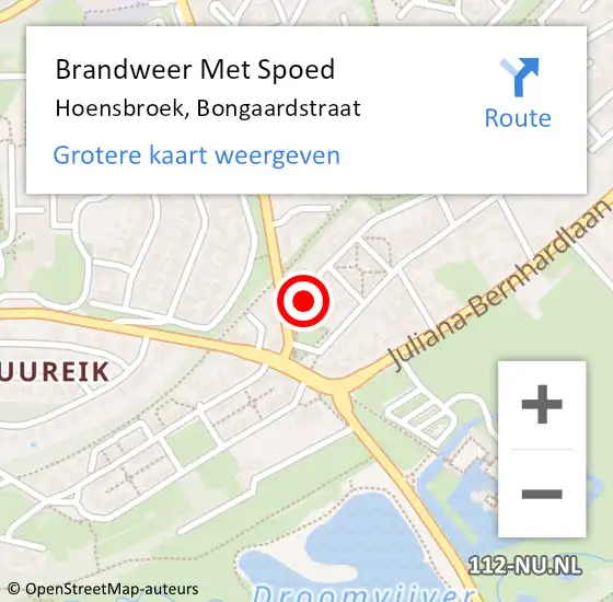 Locatie op kaart van de 112 melding: Brandweer Met Spoed Naar Hoensbroek, Bongaardstraat op 27 juni 2016 09:05