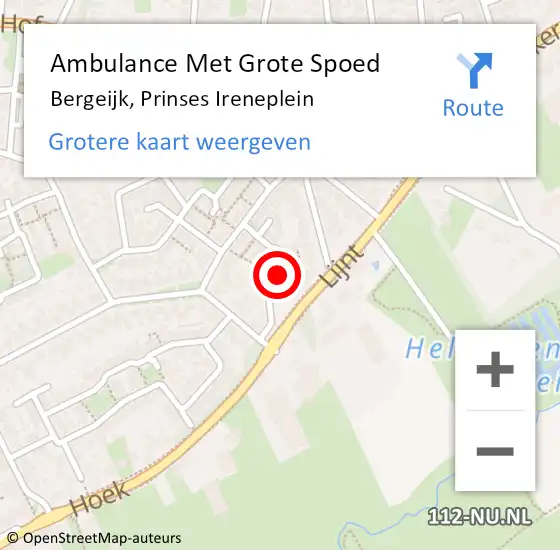 Locatie op kaart van de 112 melding: Ambulance Met Grote Spoed Naar Bergeijk, Prinses Ireneplein op 27 juni 2016 09:22