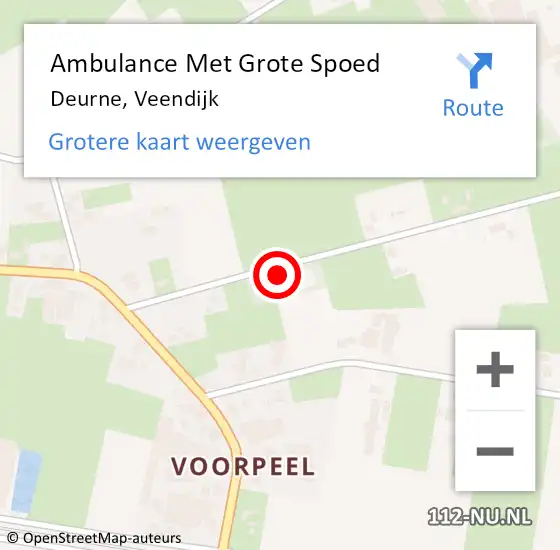 Locatie op kaart van de 112 melding: Ambulance Met Grote Spoed Naar Deurne, Veendijk op 27 juni 2016 09:43