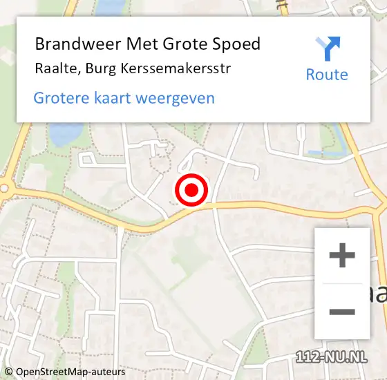 Locatie op kaart van de 112 melding: Brandweer Met Grote Spoed Naar Raalte, Burg Kerssemakersstr op 27 juni 2016 10:31