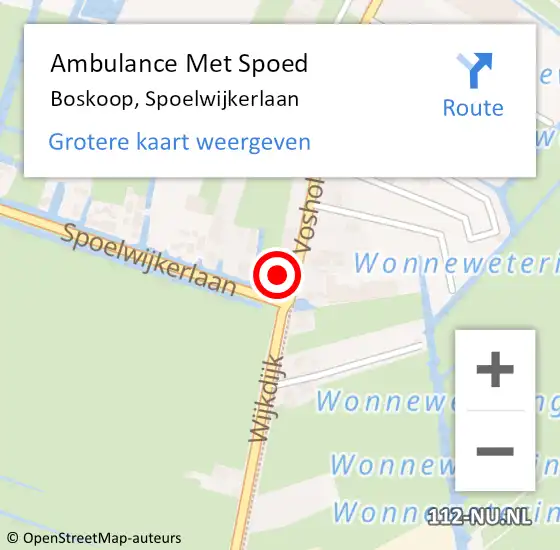 Locatie op kaart van de 112 melding: Ambulance Met Spoed Naar Boskoop, Spoelwijkerlaan op 27 juni 2016 10:45