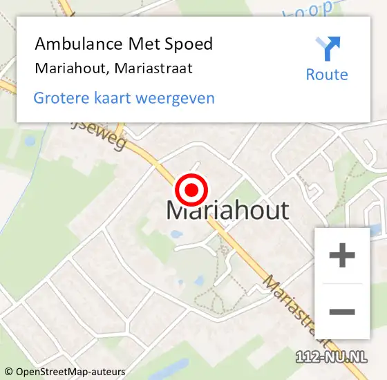 Locatie op kaart van de 112 melding: Ambulance Met Spoed Naar Mariahout, Mariastraat op 27 juni 2016 11:13