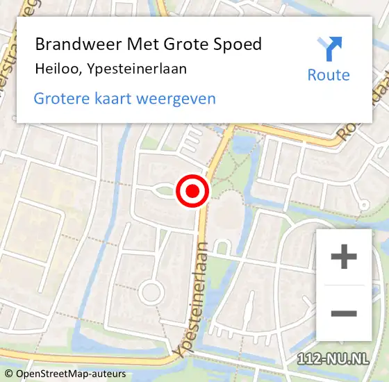 Locatie op kaart van de 112 melding: Brandweer Met Grote Spoed Naar Heiloo, Ypesteinerlaan op 27 juni 2016 11:26