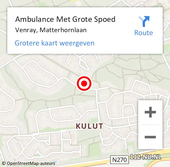 Locatie op kaart van de 112 melding: Ambulance Met Grote Spoed Naar Venray, Matterhornlaan op 27 juni 2016 11:32