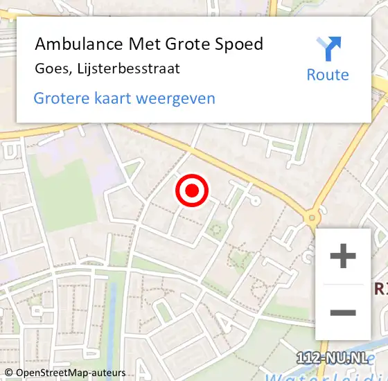 Locatie op kaart van de 112 melding: Ambulance Met Grote Spoed Naar Goes, Lijsterbesstraat op 27 juni 2016 11:37