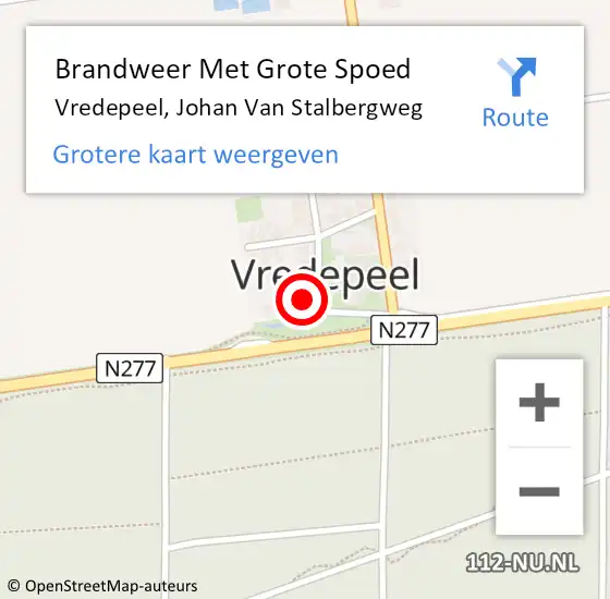 Locatie op kaart van de 112 melding: Brandweer Met Grote Spoed Naar Vredepeel, Johan Van Stalbergweg op 27 juni 2016 12:08